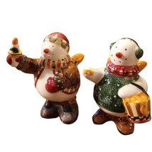 Debbie Mumm&#39;s Sakura Christmas Snowmen Angels Salt &amp; Pepper Shakers 4.75&quot;t - £13.42 GBP