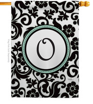 Damask O Initial House Flag Simply Beauty 28 X40 Double-Sided Banner - $36.97
