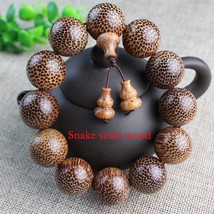 Snake Scale Wood Beads Bracelets Buddhist Prayer Bracelets Tibetan Mala Buddha B - $36.42