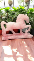 Pink Rose Quartz Horse Sculpture Statue Healing Crystal Gemstone Carving Outdoor - £2,153.75 GBP