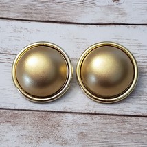 Vintage Clip On Earrings - Gold Tone Halo Domed with Matte Gold Tone Center - $14.99