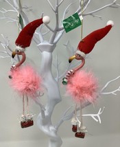 2 PACK~Kurt Adler 7.5&quot; Flamingo With Dangle Legs Christmas Ornaments~Set of 2 - £15.48 GBP