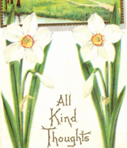 All Kind Thoghts Floral Flowers Country Scene 1921 Postcard Embossed - £9.73 GBP