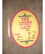 Vintage plastic BAR SIGN The Lucky Lady Beer price cafeteria draft bottle - $234.95 CAD