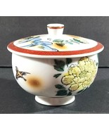 Japanese Decorative Bowl with Lid and Gold Rim Trim  - $15.19
