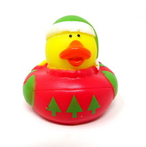 Ugly Christmas Sweater Rubber Duck 2&quot; Red Trees Pullover Squirter US Sel... - $8.50