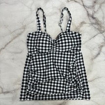 Beach Bump Maternity Tankini Swim Top Size S Black White Gingham Plaid New  - $19.75