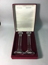 Vintage Ceska Handmade Lead Crystal Candle holders sticks Czechs Pair Regency - $120.77