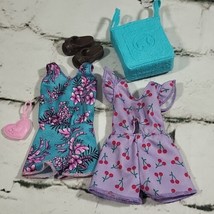 Barbie Fashionista Doll Clothes Lot Summer Rompers Weekender Tote Bag Sandals  - £11.15 GBP