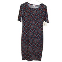 LulaRoe geometric Julia blue red &quot;gold&quot; dress womem&#39;s size S Small - $14.84