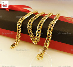 REAL GOLD 18 Kt, 22 Kt  Hallmark Yellow Gold Curb Cuban Necklace Men Cha... - $2,723.65+
