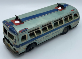 Vintage 1950&#39;s Yonezawa Express Sightseeing Bus Tin Litho Friction Toy Car 9&quot; - £24.86 GBP