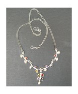 Wholesale Artist-Crafted Sterling Silver &amp; Mixed Gemstone Nature Leaf Ne... - £24.78 GBP