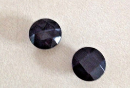 Pair of Vintage Art Deco Mid Century Faceted Black Plastic Shank Buttons... - $12.99