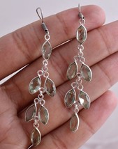 Handmade Silver Green Amethyst Marquise Shape Silver/Gold/Rose Plated Earrings - £27.60 GBP+