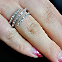 LETAPI Cute Female Full CZ Stone Finger Ring Luxury Silver Color Engagement Ring - £7.69 GBP