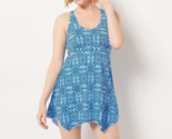 Denim &amp; Co. Beach Handkerchief Hem Scoop-Neck Swim Dress- Sapphire Blue,... - £23.79 GBP
