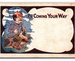 Comic Man Riding Pig Coming Your Way Greetings UNP DB  Postcard R24 - £3.12 GBP