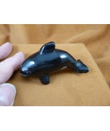 (Y-WHA-KI-743) Black onyx KILLER WHALE ORCA gemstone figurine gem whales - $23.36