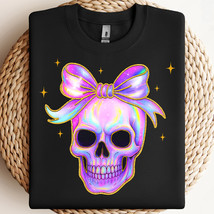 Iridescent Skull PNG, Skull Glitter Bow PNG, Spooky Season, Skull Hallow... - $2.50