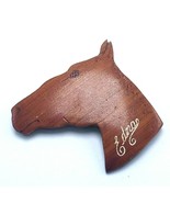 Vtg Handmade Wood Horse Head Folk Art Pinback &quot;Edna&quot; 3 1/2&quot; x 3 1/4&quot; - $13.81