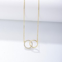 European and American fashion 925 sterling silver necklaces double circle zircon - £25.57 GBP