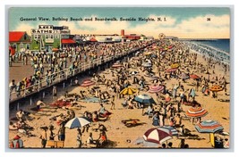 Birds Eye View Boardwalk and Beach Seaside Heights NJ UNP Linen Postcard V11 - £5.37 GBP