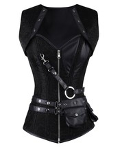 Overbust steampunk whale steel cotton black leather heart jacket bolero - £69.65 GBP+
