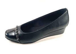 Anne Klein Mimi Black Low Wedge Cap Toe Slip On Shoe  - £35.80 GBP