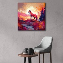 Fox Painting, Animal Wall Art, Geometric Cyber Fox Print Red Fox Canvas Portrait - £16.58 GBP+