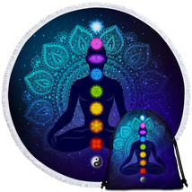 Spiritual Buddha and Oriental Mandala Spirit Round Beach Towel - $14.90+