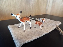 Vintage Miniature Deer Figurine Set Doe Fawn 2&quot; X 2&quot; 1  1/2&quot; X 1&quot; - £13.92 GBP