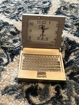 Platinum Number Dial Silver Finish LAPTOP Mini collectible Desk Clock Vtg W - $21.78