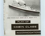Queen Elizabeth Worlds Largest Liner Cabin Class Accommodation Plan Cuna... - $27.72