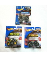 Lot of 3 Vintage Hot Wheels Monster Jam Wolverine, Spider-Man &amp; He-Man 1... - £47.95 GBP