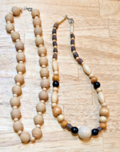 Lot of 2 Cream Brown Colorful Unique Beaded Costume Necklaces - $9.99