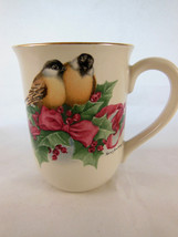 Otagiri Japan coffee tea cocoa Mug Cup art by Karen Armstrong Love Birds Holly  - £11.93 GBP