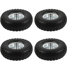 4 X 10&quot; Flat Free Wheelbarrow Tires Garden Cart Tires Hand Truck Wheels ... - $91.99