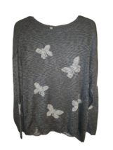 Cato Woman&#39;s Gray Long Sleeve Knit Top with Butterflies - Plus Size: 18-20W - £16.83 GBP