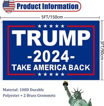 Trump 2024 Flag, Classic Trump Flag with Take America Back 2024 Trump for Pre... - £5.45 GBP