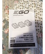 EGO Power Battery Operator Manual 56V Battery 2.0AH/2.5AH/4.0AH/5.0AH/7.5AH - $3.95