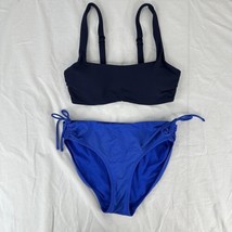 Athleta Square neck bra cup bikini swim 32B/C Top &amp; Small Bottom Blue 2 Tone - $49.48