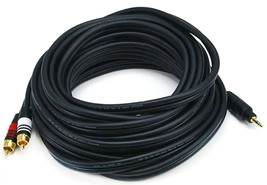 3.5mm Stereo Male to 2 RCA Male 25 ft 22AWG Cable Audio Patch MONOPRICE 5601 - £30.15 GBP