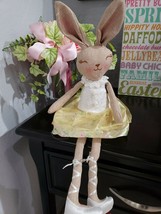 Easter Girl Bunny Rabbit Fabric Shelf Sitter Tabletop Doll Decor 20&quot; ADO... - £20.45 GBP