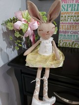 Easter Girl Bunny Rabbit Fabric Shelf Sitter Tabletop Doll Decor 20&quot; ADO... - £19.87 GBP