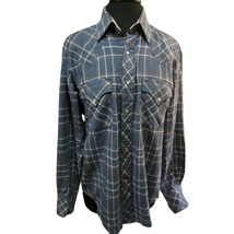 Vintage Blue Plaid Western Snap Up Shirt Size Large  - £27.26 GBP