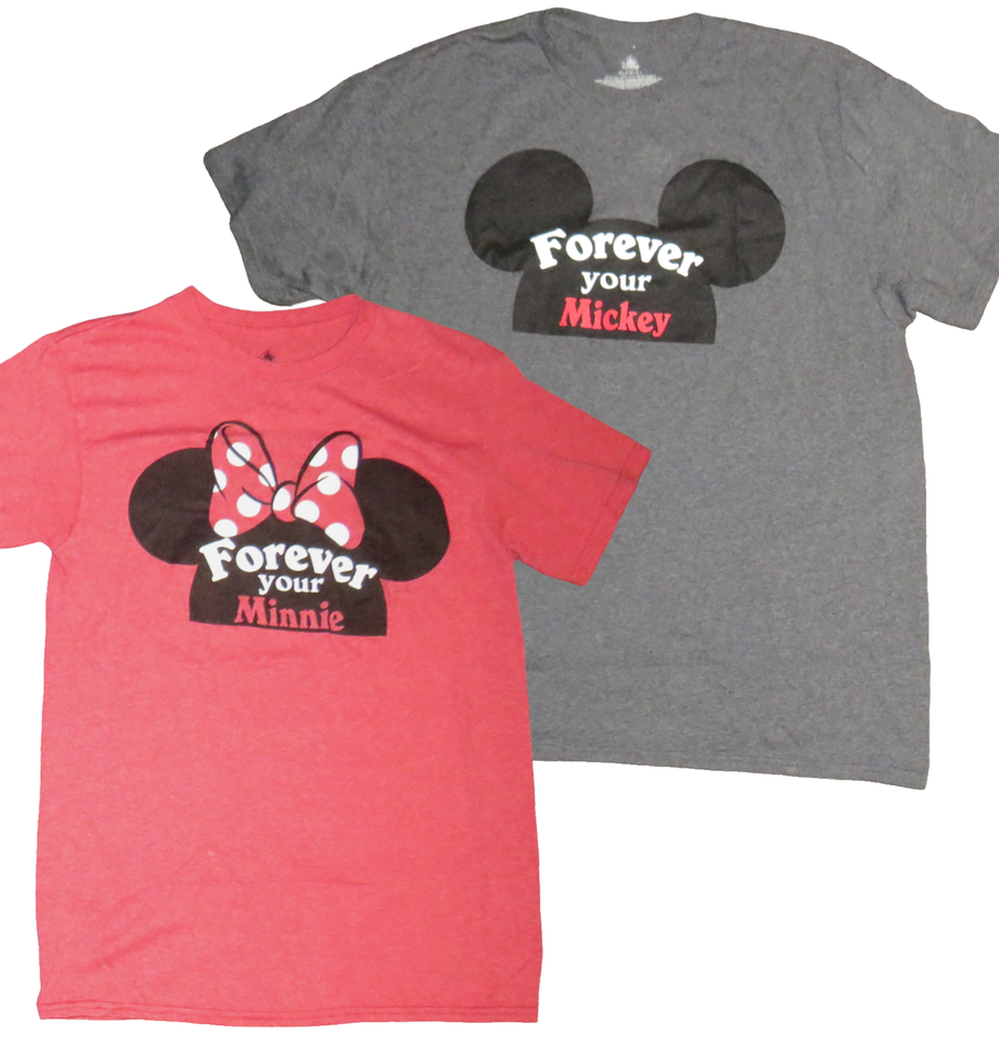 Primary image for Disney Couples Set Forever Yours T-Shirts Minnie Size Small, Mickey Size Large