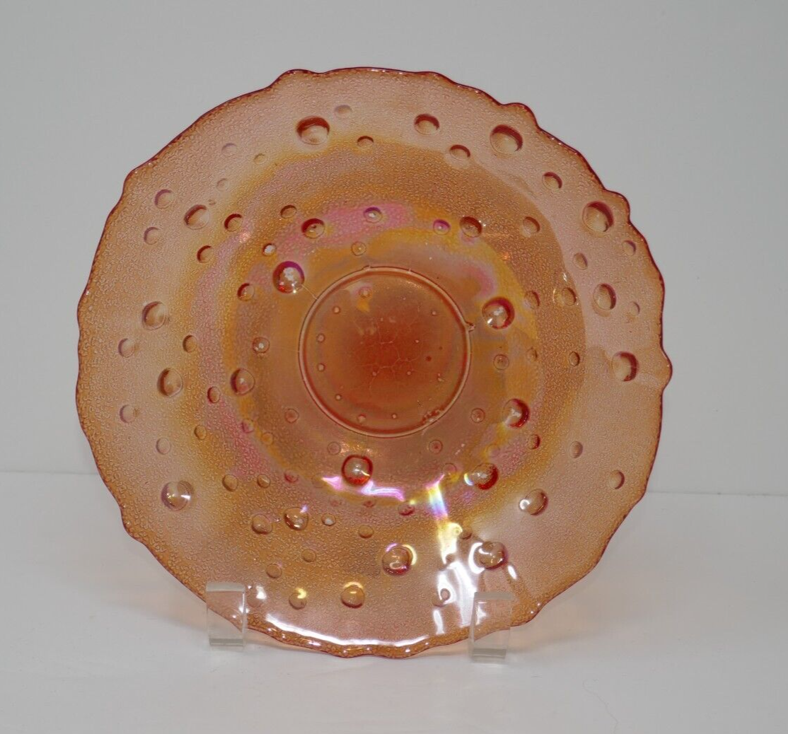 Iridescent Cranberry Carnival Glass Bubble Bowl - $29.69