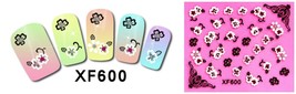 Nail Art 3D Stickers Stones Design Decoration Tips Flower White Black XF600 - £2.28 GBP