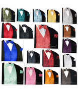 XS - 6XL Men Paisley Dress Vest Waistcoat &amp; Bowtie and Hanky for Suit or... - £16.59 GBP+